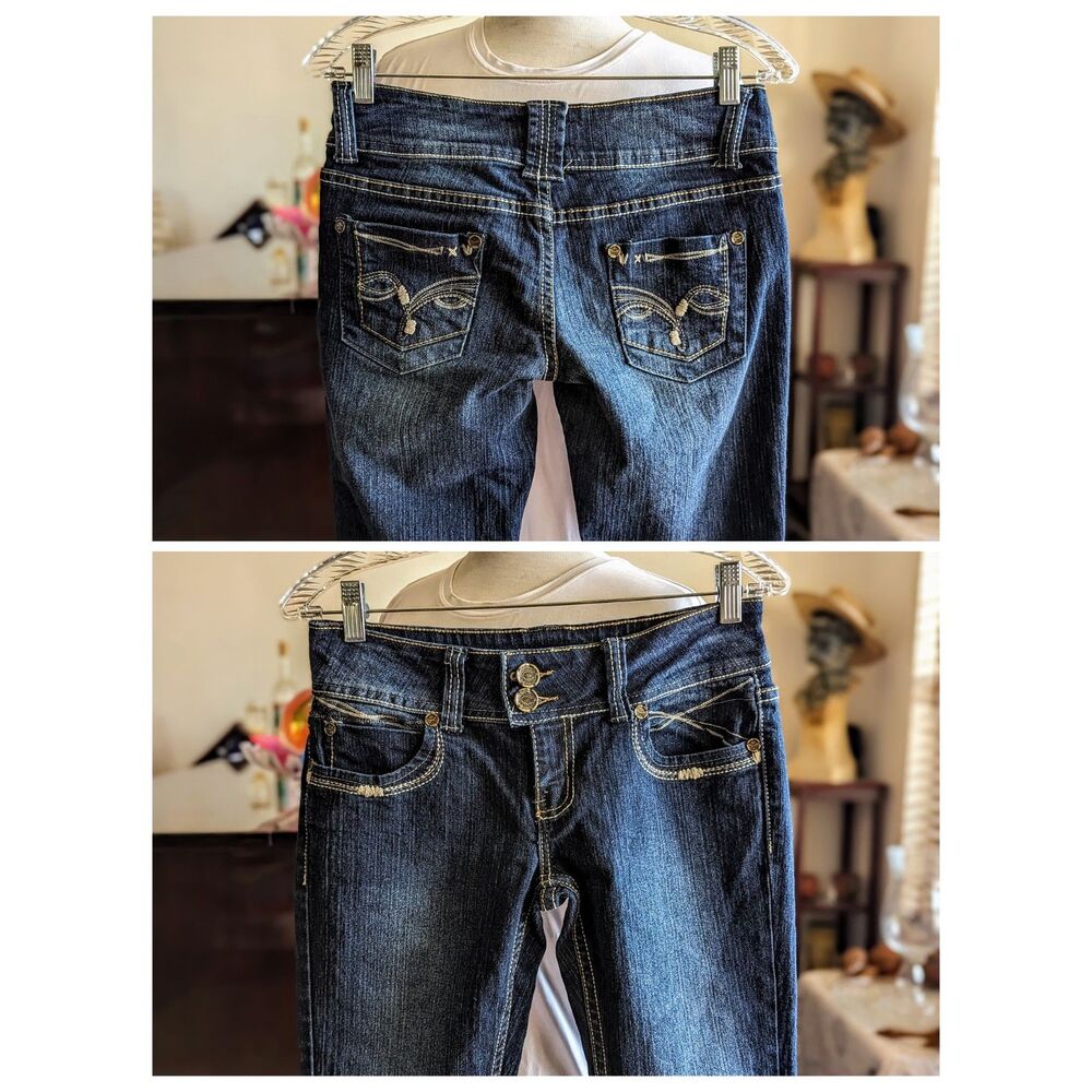 Eighty Eight Perfect Jeans Dark Wash Skinny Straight Double Button View 3